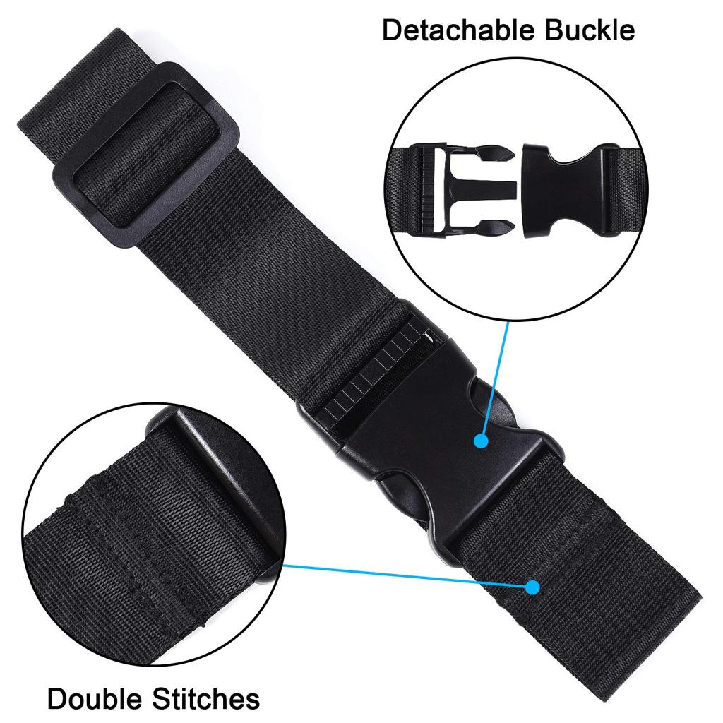 Wisdompro Luggage Suitcase Connecting Baggage Bag Fastening Convenient Travel Maximum Pack of Black Strap, Belt, Organizer, Belt, Nylon, One-Touch