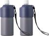 Atlas PET Bottle Set of 2 Water Vacuum with Holder, Bottles, 500ml/650ml Capacity, Insulated, Purple, Strap, Bottle-in-Bottle, AQBIB-APU2P