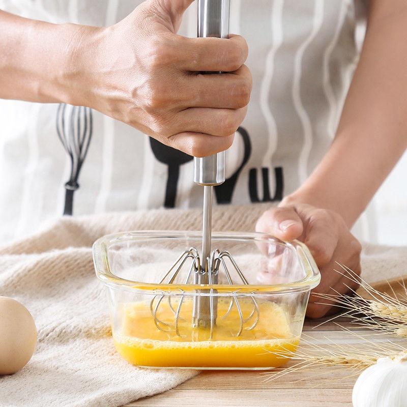 10inch Stainless Steel Kitchen Semi-Automatic Egg Beater Whisk Milk Mixer Cooking Tool