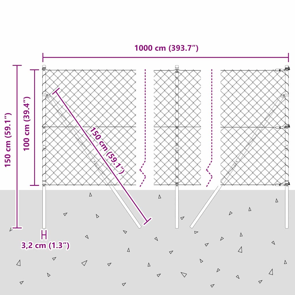 Ground Fix Welded Wire Fence 10 x 1 m (W x H)