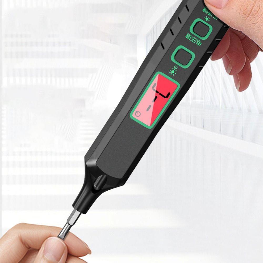Умный индукционный тестер-ручка AC 12-300V, светодиодный дисплей, звуковая и визуальная сигнализация, электрический тестер, портативный дизайн, фонарик на хвосте