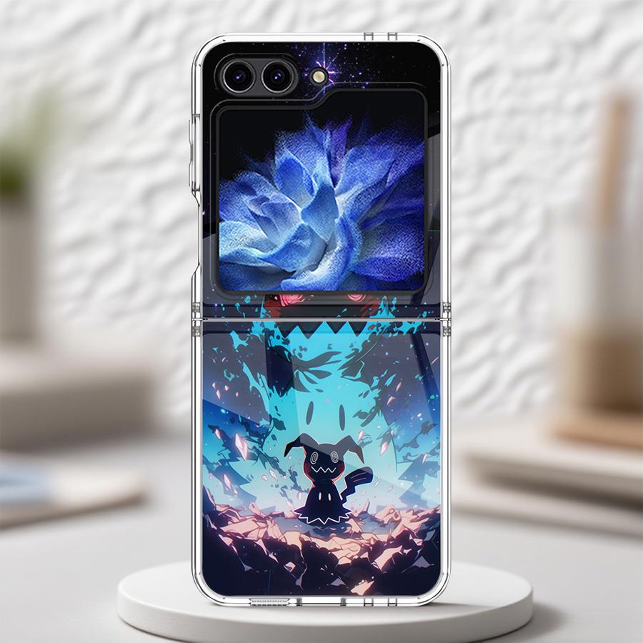 Case for Samsung Galaxy ZFlip4 ZFlip7 Z Flip 7 6 5 4 3 ZFlip6 ZFlip3 ZFlip5 Transparent Soft Phone Cover Funny Pokemon Mimikyu