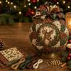 Christmas Crafting Gift Quilted Fabric Ornament Ball DIY Kit, Patchwork Craft Material Pack for Beginner, Handmade Xmas Tree Hanging Decor Adults