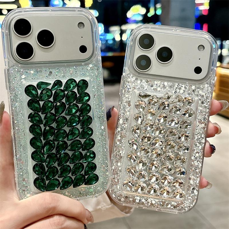 Чехол со стразами «Измельченный Алмаз» для iPhone 17 Pro - Полностью Алмазный, Прозрачный Дизайн для iPhone 13, 14, 15 и 16