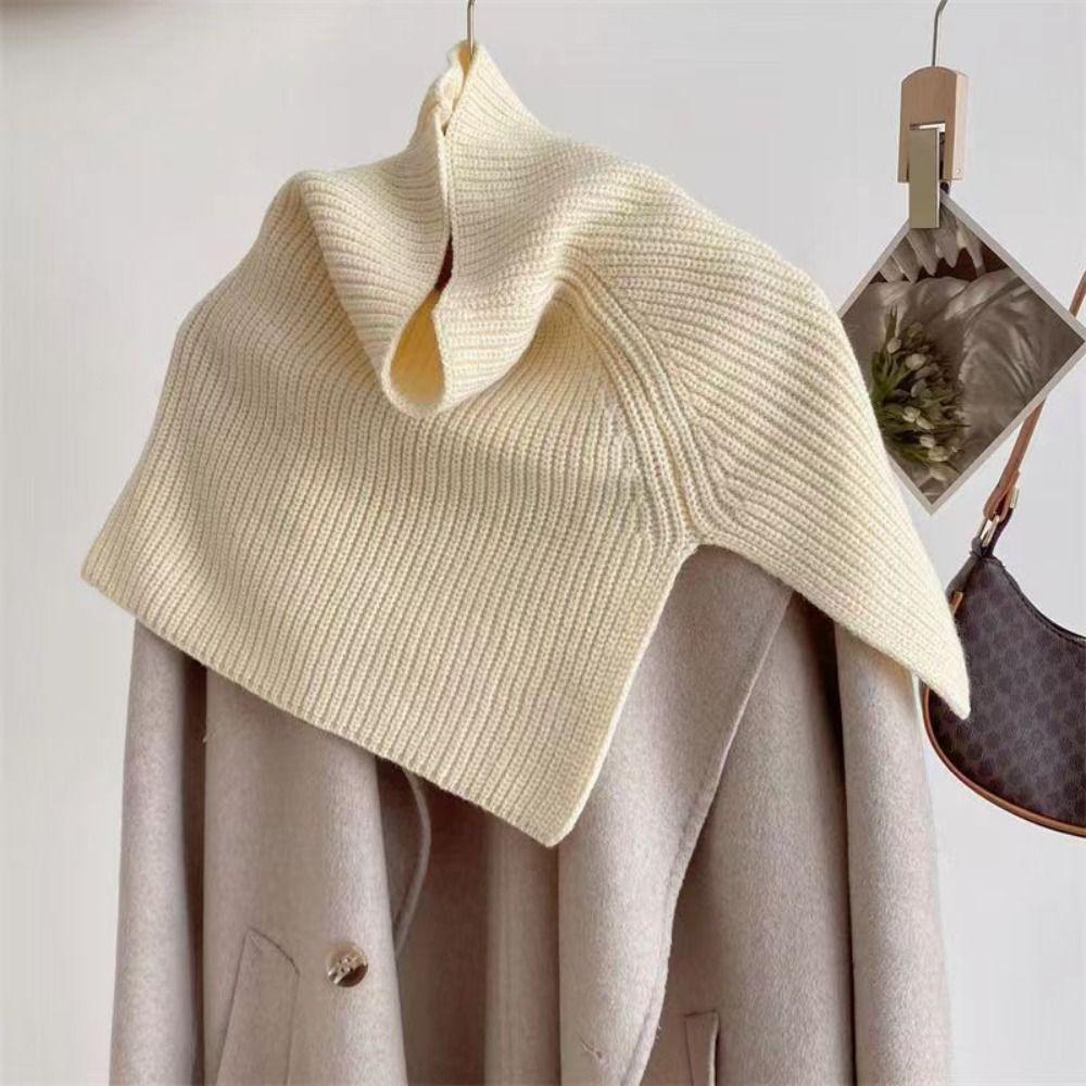 Winter Supplies Neck Wrap Shawl Solid Color High Collar Cross Scarf Gift Knitted Scarf