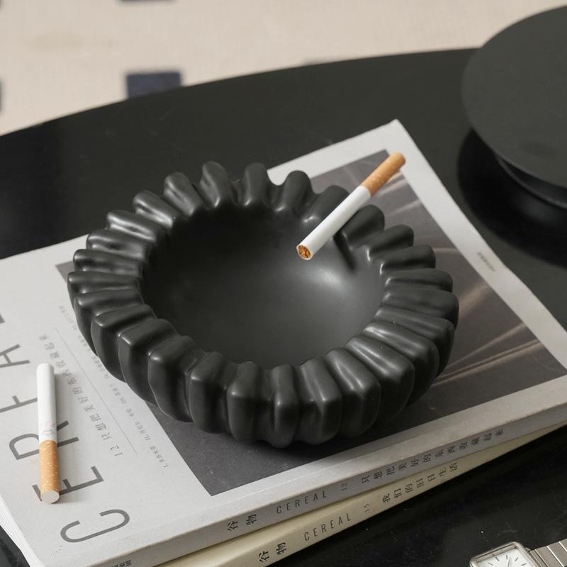 Ceramic Ashtray Geometric Asymmetrical Check Pattern Cigar Ashtray Smoking Accessories Desktop Storage Container Ashtrays
