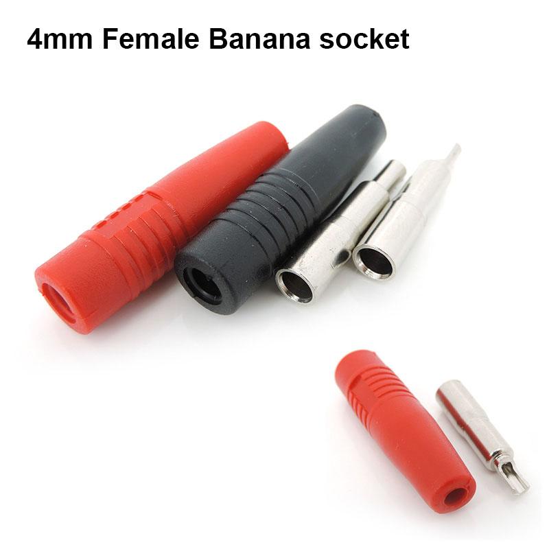 Латунный медный 4 мм изолированный банановый гнездовой разъем Jack Plug медный провод паяный кабель разъем красный черный