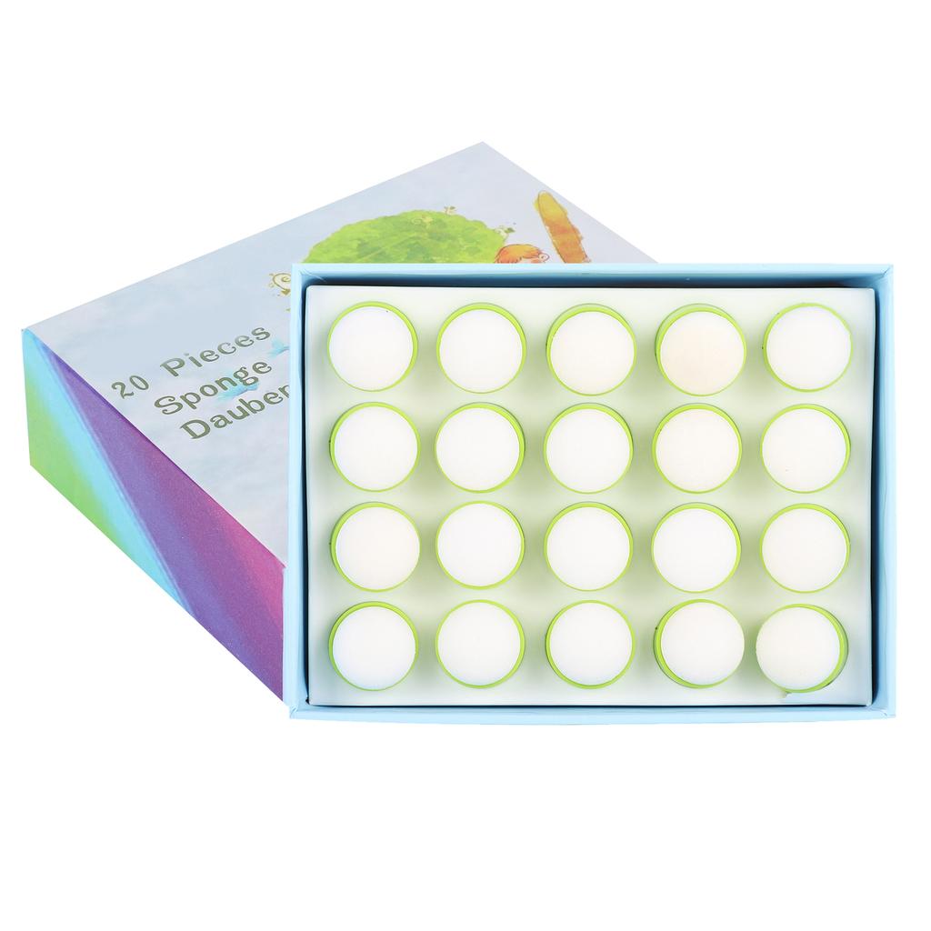 20 шт., губка для пальцев, зеленые детские подушечки для рисования, инструменты для штамповки в коробке