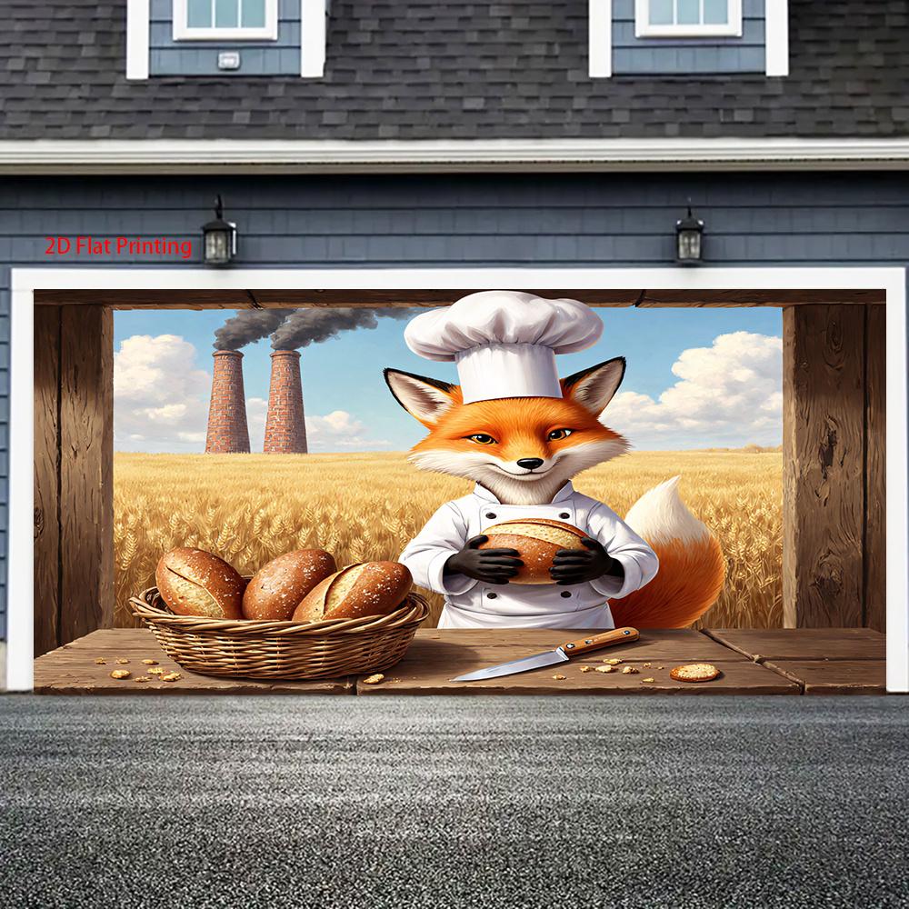 2D flat surface fox baker's rural store background fabric suitable for parties outdoor activities polyester fiber