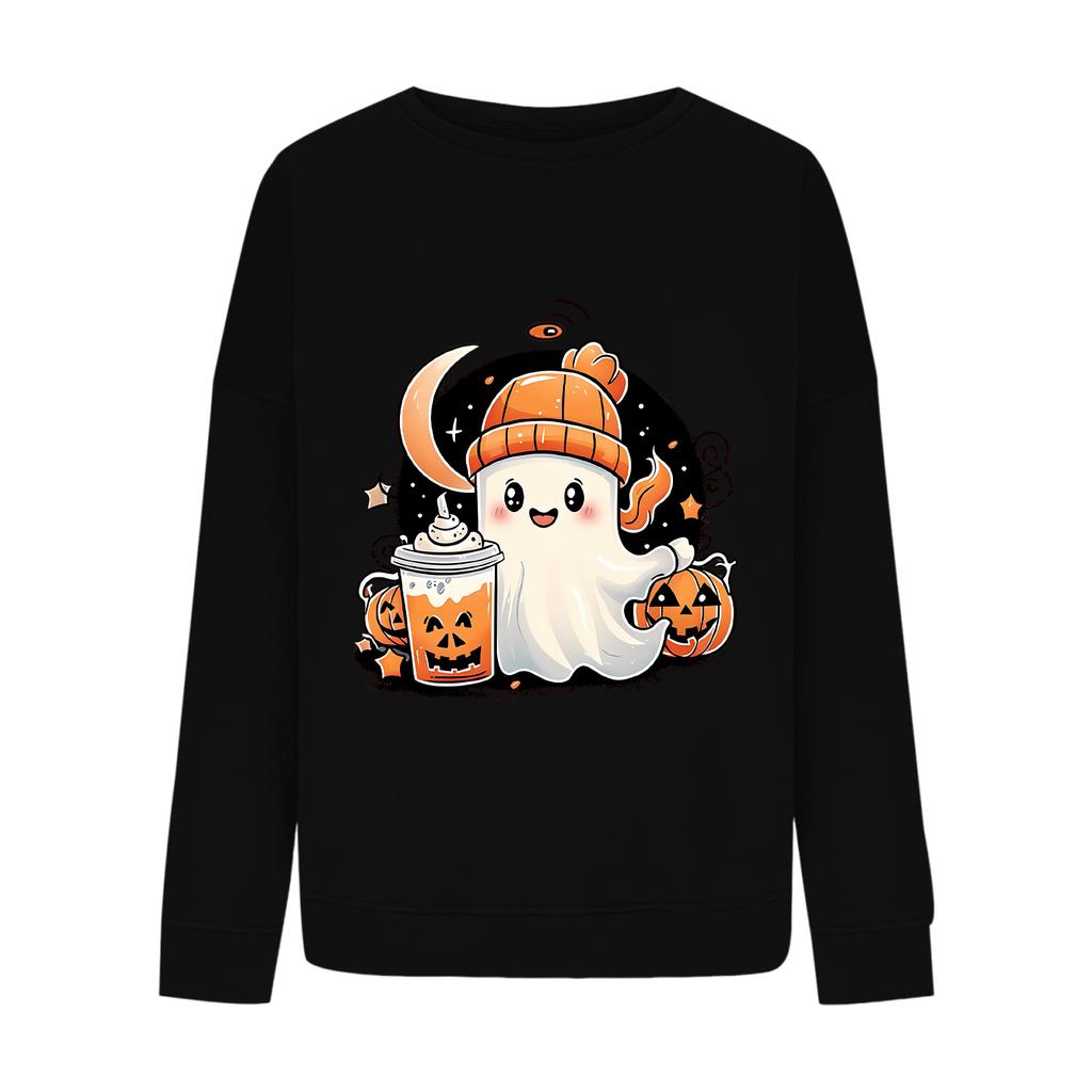 Женский повседневный модный свитшот с круглым вырезом и длинными рукавами с принтом на Хэллоуин