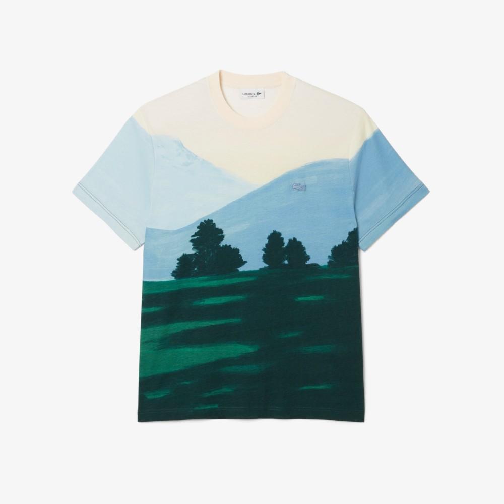 Lacoste Мужская праздничная футболка с жаккардовым узором по всей поверхности, с коротким рукавом TH5896-55N9IX