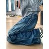Plus Size Women's Retro Washed Wide Leg Jeans - Slimming Straight Loose Fit for Summer 2025
