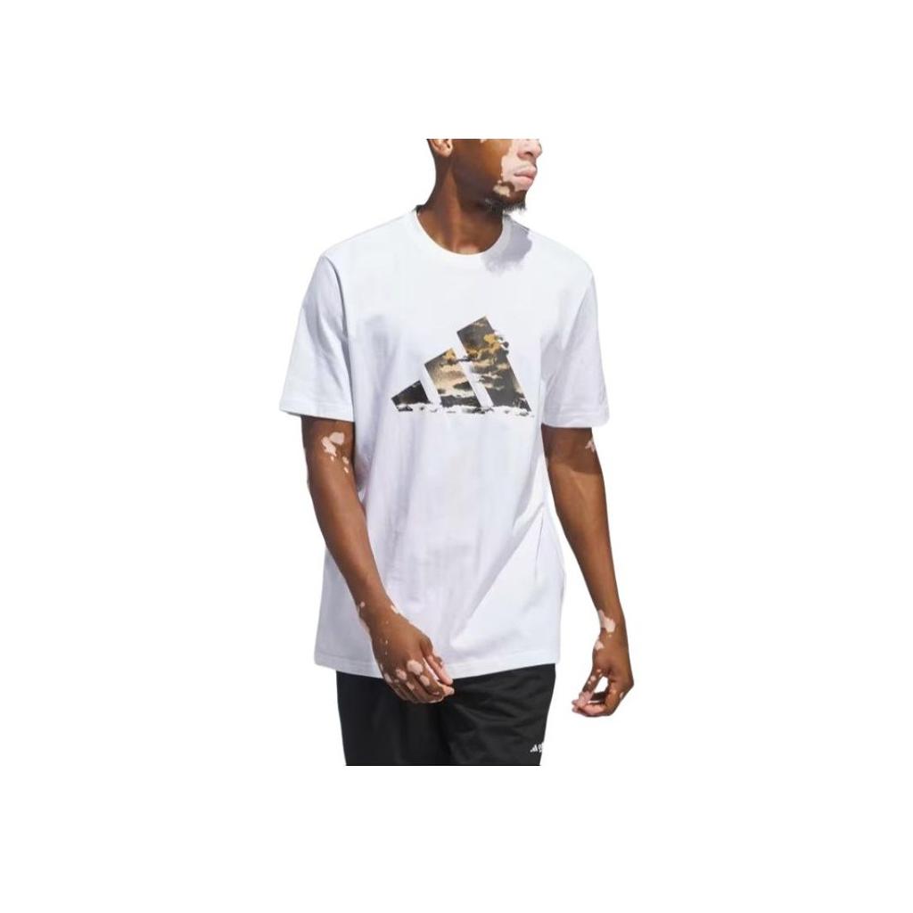 adidas Синяя летняя футболка с графическим логотипом, белая мужская уличная одежда IN6358