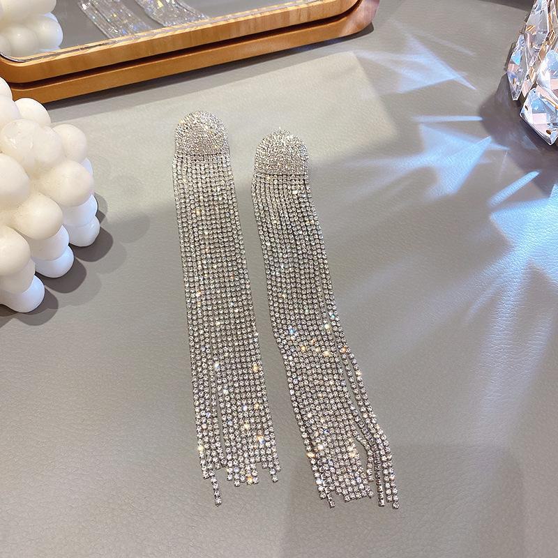 Серебряные серьги-кисточки в форме U с жемчугом и бриллиантами: Элегантная, высококачественная мода для женщин