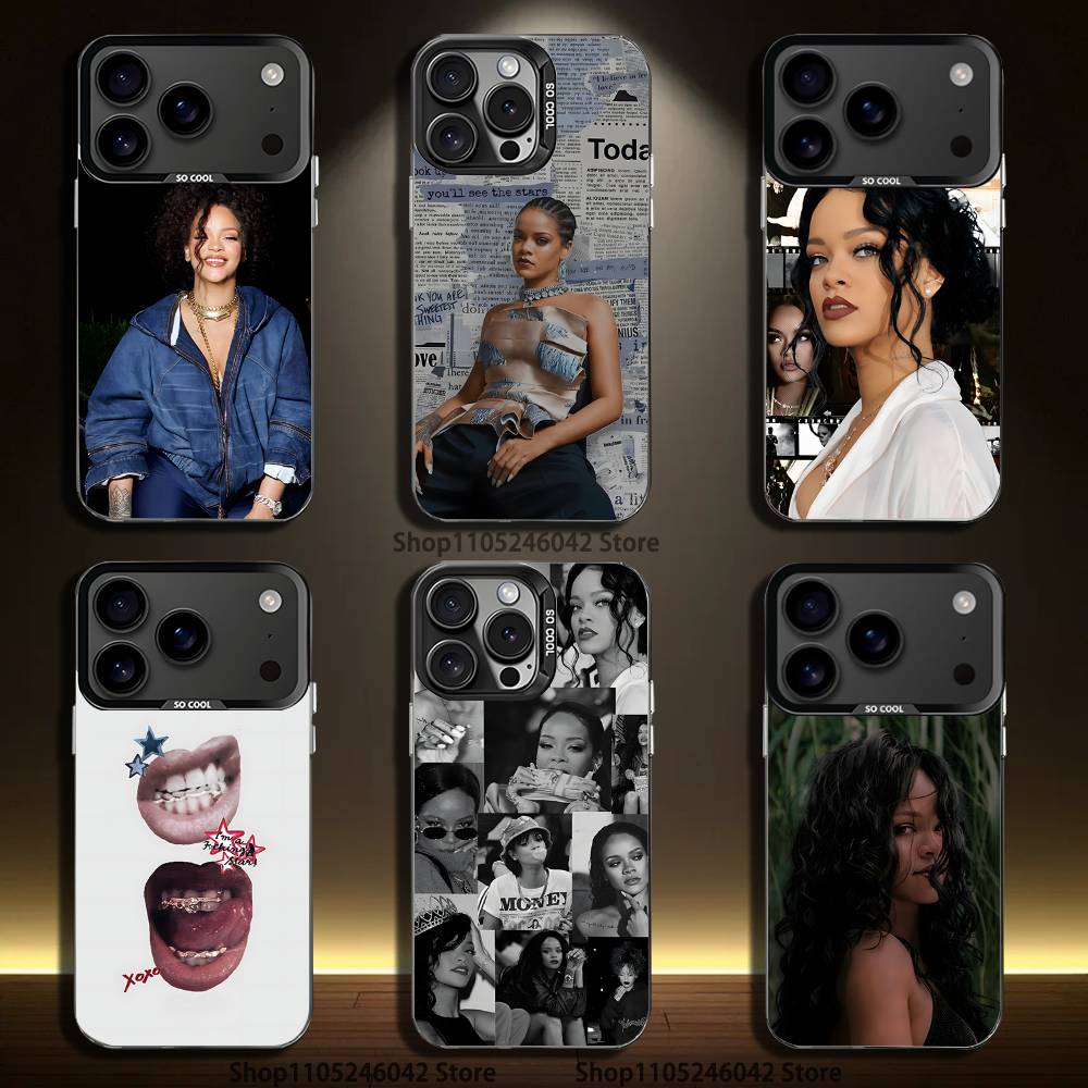 Singer R-Rihannas For iPhone 17,16,15,14,13,12,11,Pro,MAX,Plus Black Shockproof Candy Matte Cover