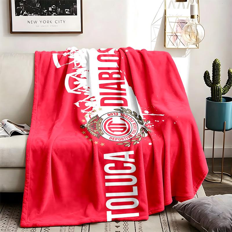 Deportivo Toluca Futbol Club Theme Blanket Suitable For The Sofa Camping And Travel Made Of Soft Flannel Material An Ideal Gift For Occasions Such As