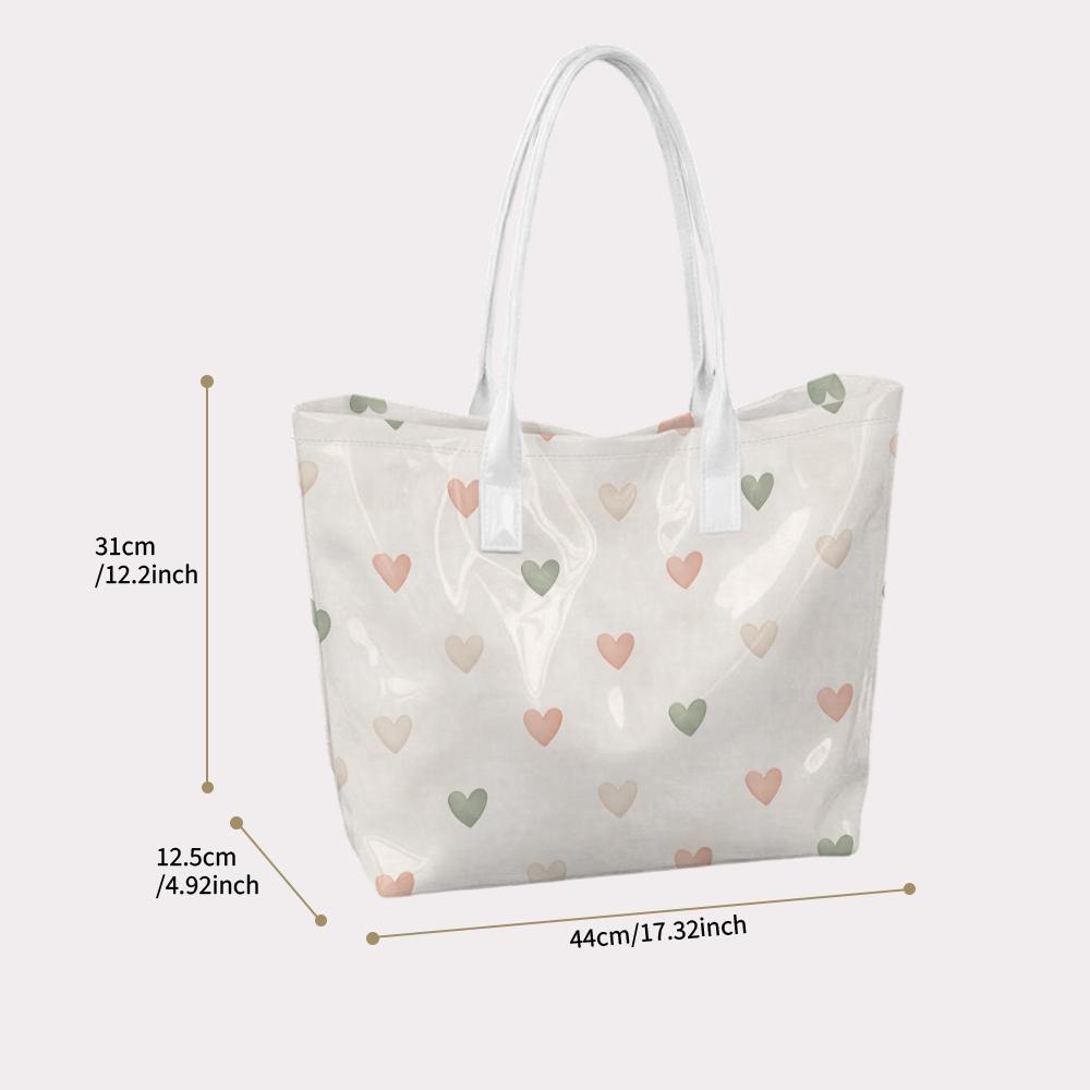 Sweet Heart Pattern Tote Bag Casual Women Daily Carry Handbag