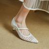 Fashion 2025 Summer Women Shoes Pointed Toe Women Sandals Genuine Leather Shoes for Women Weave Elegant High Heels Party Shoes