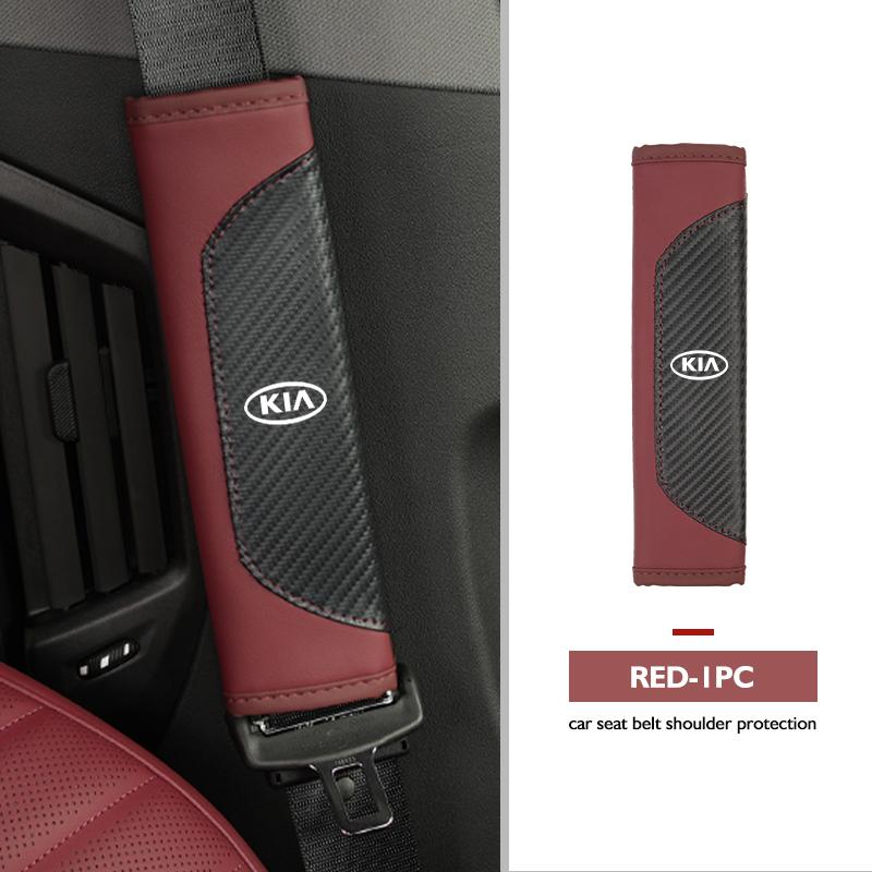 Leather Car Seat Belt Shoulder Carbon Fiber Protection Pad For KIA Cerato Proceed Venga Stonic Picanto Sorento Stinger