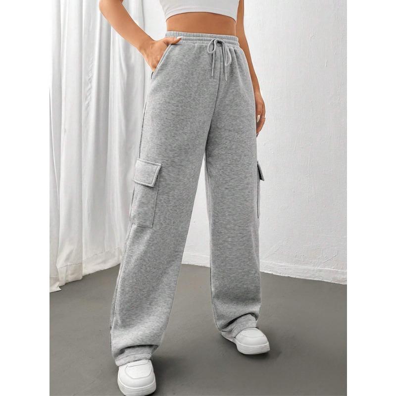 Женские осенне-зимние однотонные повседневные прямые широкие брюки