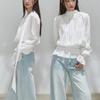 Romantic Escape Medieval Aesthetic White Shirt French Lazy Pleated Lantern Sleeve Blouse