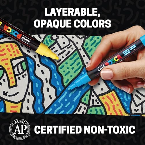 Mitsubishi Pencil Posca Water-Based Pen, Broad Point, Square Tip, 15 Colors, PC8K15C