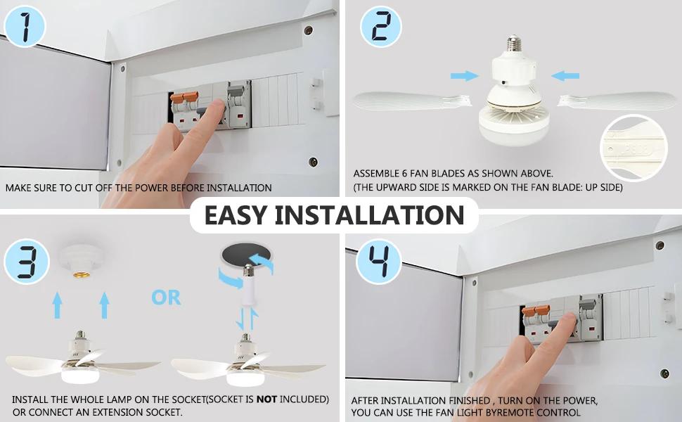 Потолочный вентилятор с подсветкой и дистанционным управлением | 40 Вт | E27 | 6 лопастей | адаптер 120 мм Е27