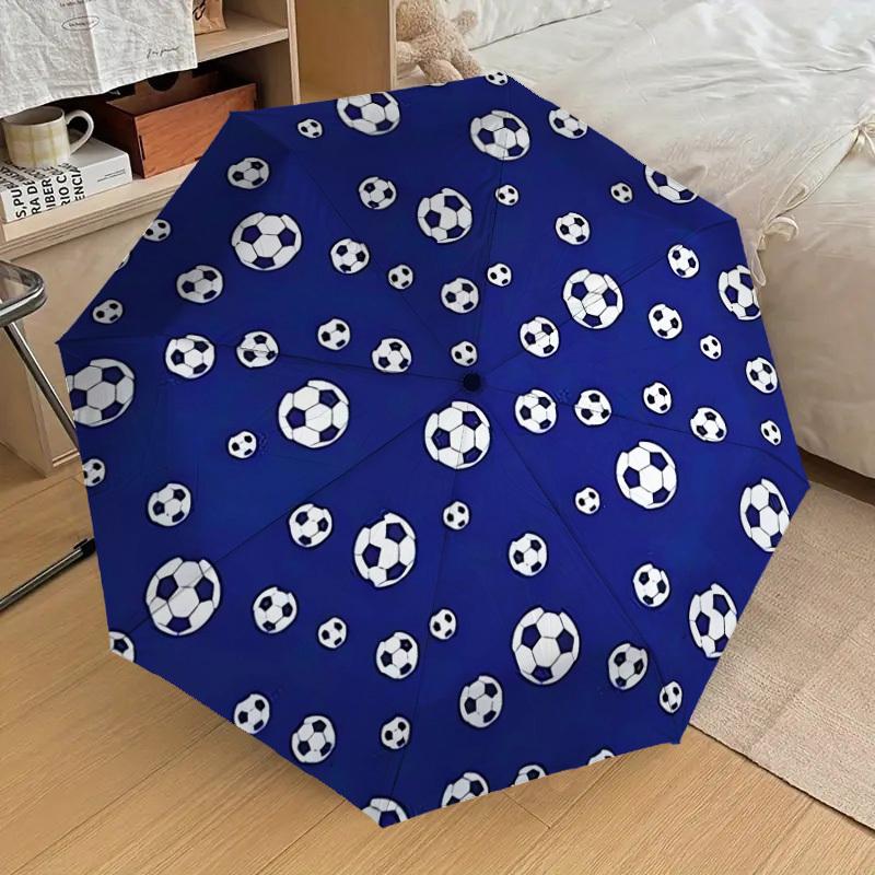 1pc Soccer Ball Pattern Umbrella with Plastic Handle,Suitable for All Seasons Home Travel Outdoor UmbrellaDD366