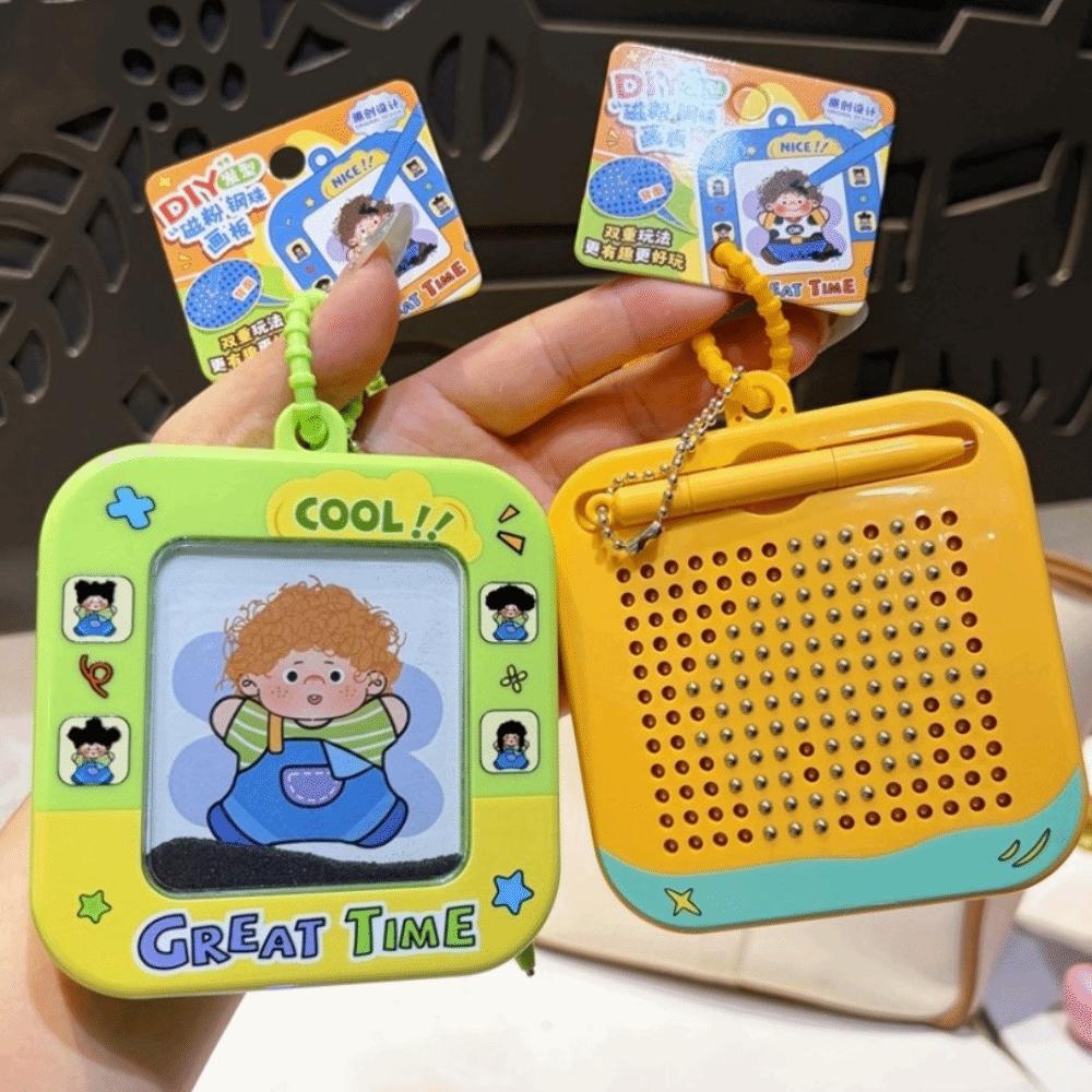 Magnetic Powder Magnetic Bead Board DIY Mini Drawing Pad Keychain Decoration