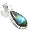 Natural Labradorite Gemstone Handmade 925 Sterling Silver Pendant 1.89" K3U76