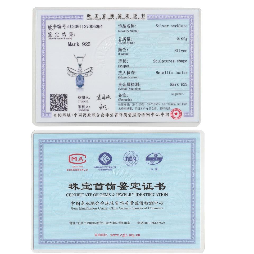 Подвеска танзанит овальная стрекоза 45 см 925 стерлингового серебра белый циркон модные ювелирные изделия ожерелья