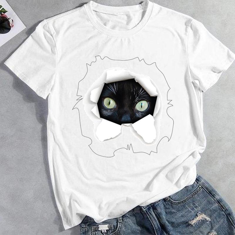 Летняя мода 3D Cat Прекрасный тренд Графическая футболка Одежда Повседневный женский топ Футболка с коротким рукавом Женская футболка с принтом