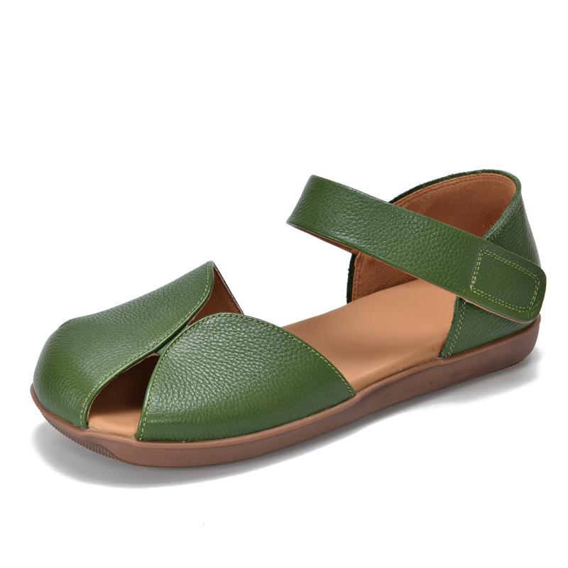 Fashion GKTINOO Flat Sandals Women's Genuine Leather Peep Toe Roman Shoes 2024 Summer New Cowhide Soft Sole Versatile Women's Shoes