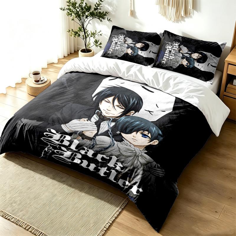 Black Butler 3pc Duvet Cover Set Simple Modern Bedding Set Wrinkle Resistant Soft Fabric All Season Use a perfect gift