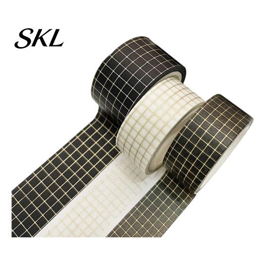 Washi Tape Roll 3 Rolls Golden Foil Tape, Retro Plaid Leaf Pattern Decorative Scrapbooking Supplies Masking Adhesive for DIY Crafts, Journal, Planner,