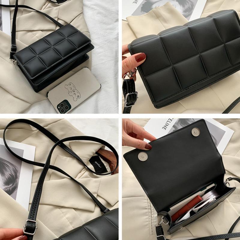 Yogodlns Простая женская сумка через плечо из искусственной кожи в клетку, маленькая квадратная сумочка через плечо