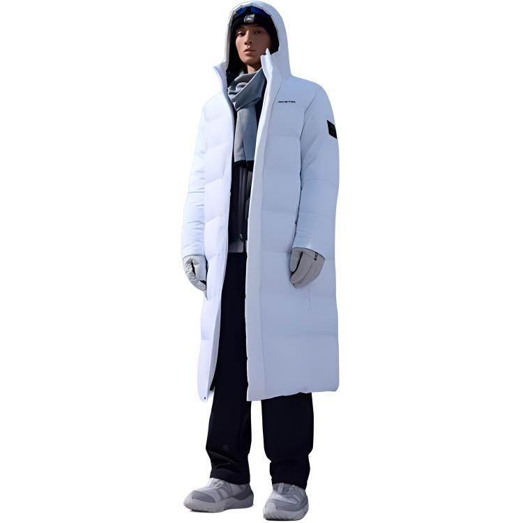 Anta Training Series Craftsmanship Series Letter Zipper Hooded Comfortable Breathable Long Down Jacket Men Outerwear Pure-White 952447924-1