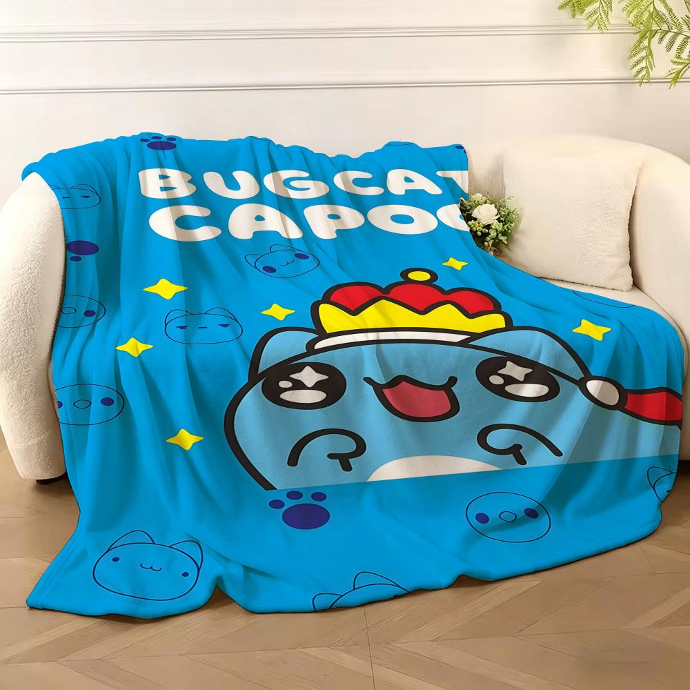 Character B-Bugcat Capoo Throw Soft Warm Flannel Fleece Throw Blanket, Cozy Plush for Sofa Bed & All Seasons