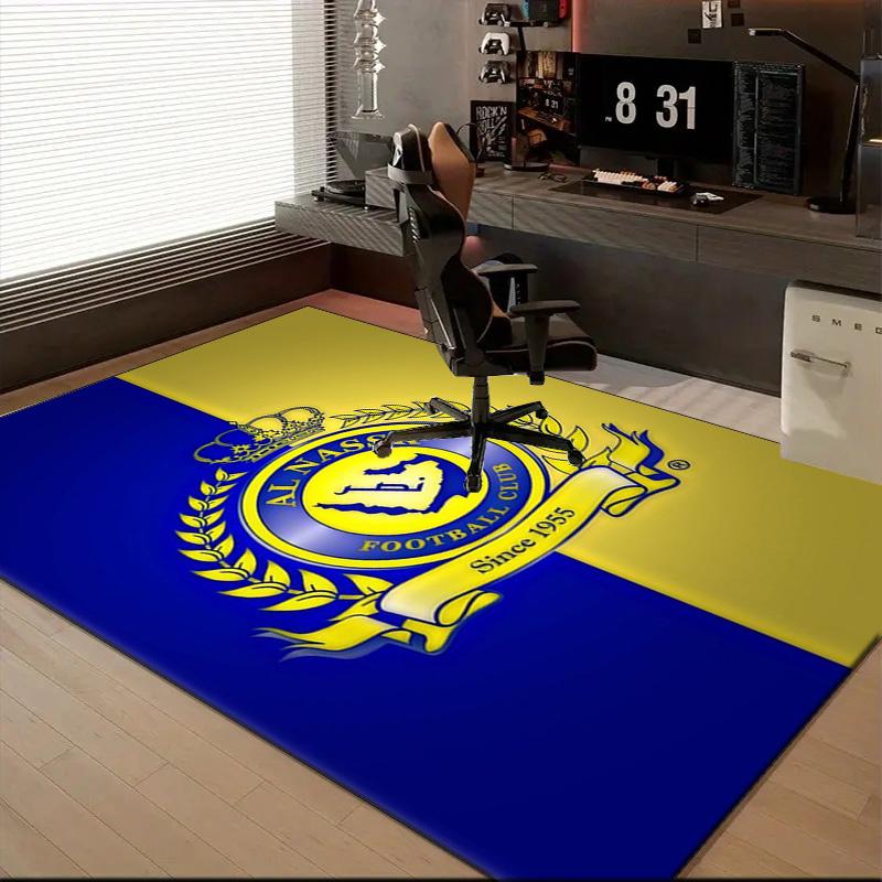 Nassr Football Club Crest Printed Office Carpet Chair Cushion Entryway Rug, Rugs for Living Room, Bedroom Christmas gifts