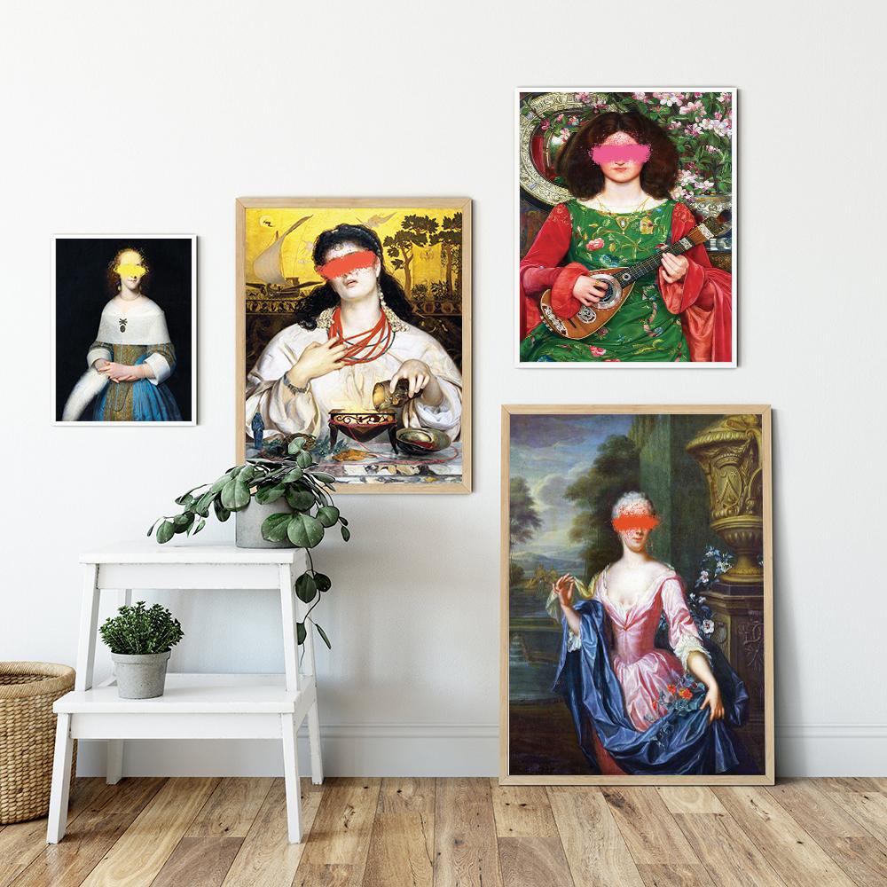 Измененный винтажный модный художественный принт женский портрет максималистский постер модные цветные настенные картины для декора спальни и гостиной