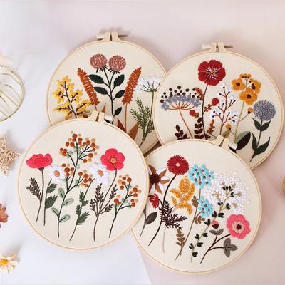 Набор для начинающих вышивать цветы, DIY набор для вышивания крестом, венок для начинающих с принтом, шитье, искусство, ремесло, живопись, домашний декор, искусство вышивания