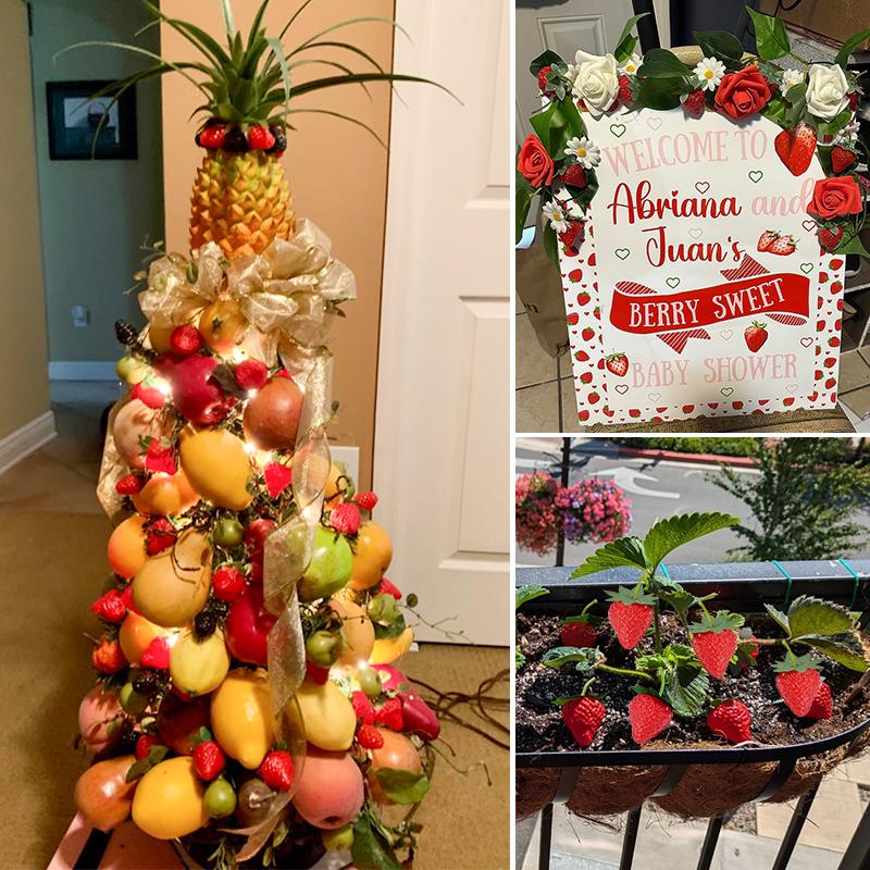 10/20Pcs Artificial Strawberries Fake Plastic Fruit for Home Kitchen Garden Decoration Photo Props Christmas Party DIY Decor