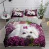Lovely White Dogs Bedding Set Animal Fashion 3D Print Comforter Luxury Queen King Single Size Duvet Cover Set Home Textile Decor