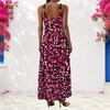 Women Plus Size Scoop Neck Strappy Sleeveless Printed A Line Maxi Dress