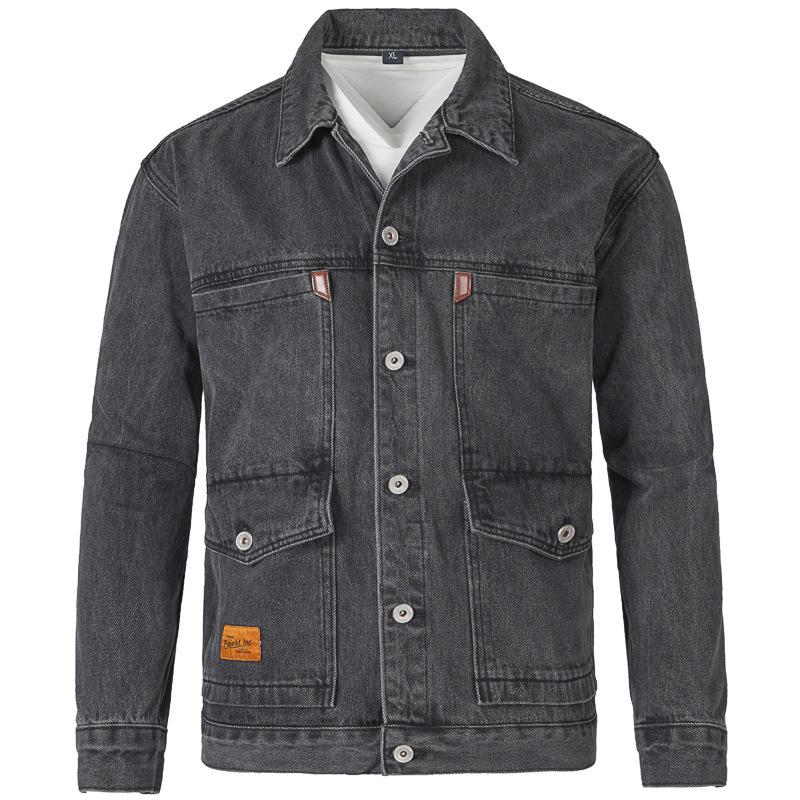 Осенне-зимняя мужская джинсовая куртка корейской версии, модная повседневная джинсовая куртка с несколькими карманами и лацканами