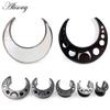 Alisouy 2PCS Stainless Steel Shell Moon Round Saddle Ear Tunnel Plugs Expander Stretcher Gauges Earrings Piercing Body Jewelry