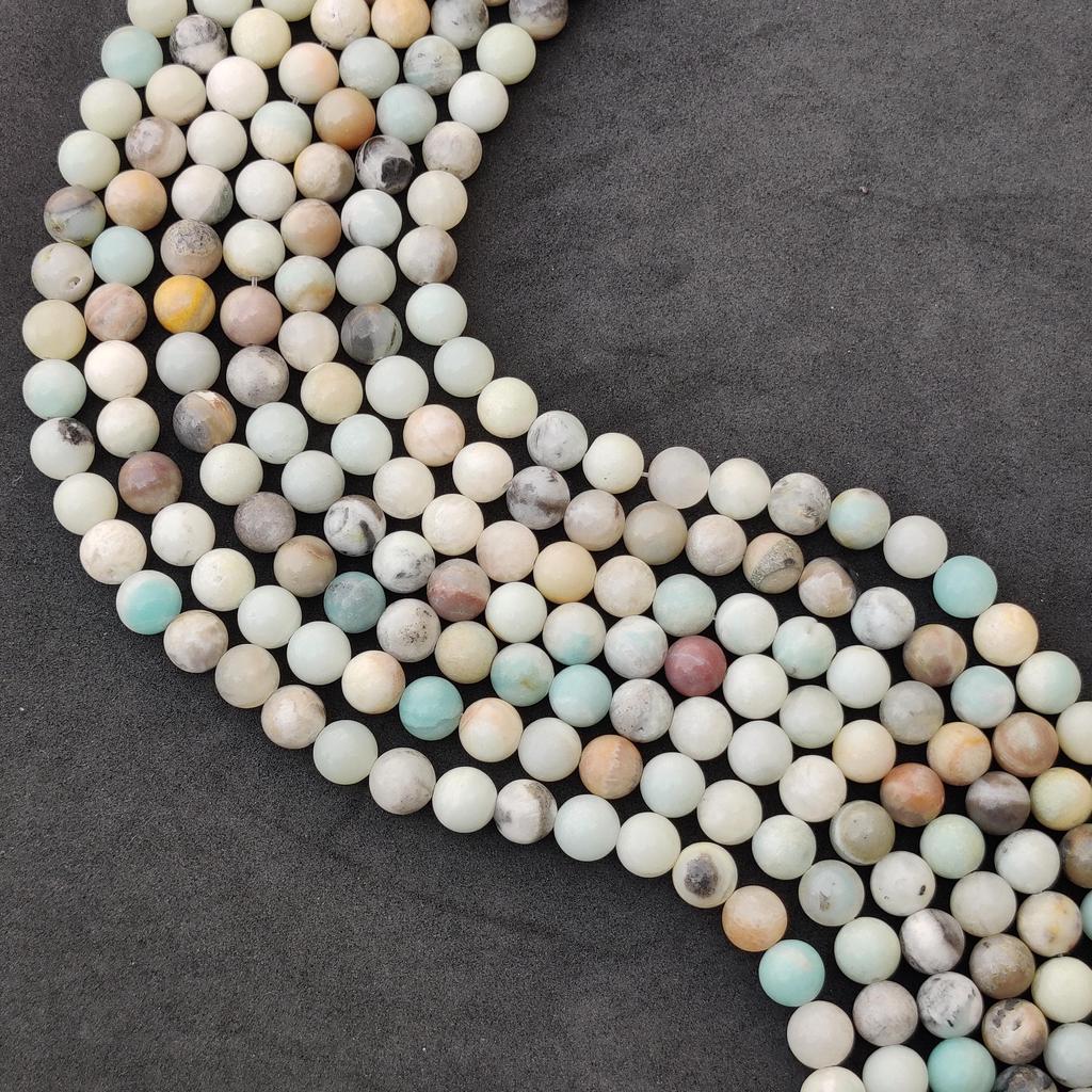 Natural Multi Matt Amazonite Round Balls Gemstone Beads, 6mm 8mm 10mm, A Grade Multicolor Amazonite Beads, 14-15 Inch Strand Beads.