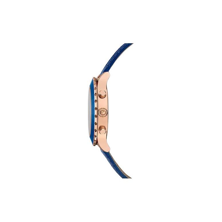 Swarovski Женские часы Octea Lux Chrono, кварцевый механизм, кожаный ремешок, синий циферблат 5563480