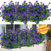6 Bundles Artificial Flowers UV Resistant Fake Plants Faux Plastic for Indoor Outdoor Hanging Plants Garden Porch Window Box Home Wedding Decor