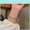 Sophisticated Summer Women's Bracelet With Geometric Faux Pearls And Silver Beads
